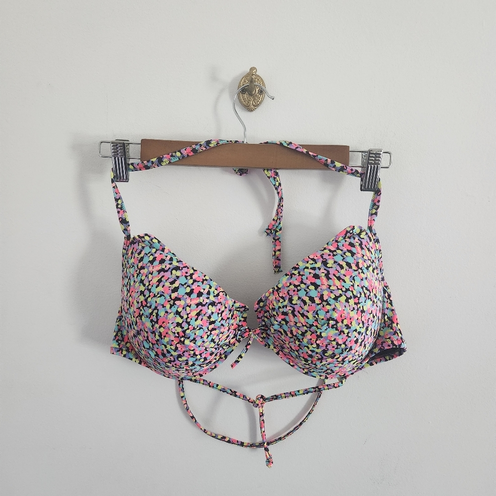 Victoria's Secret Confetti Push Up Halter Swimsuit Top 34DD